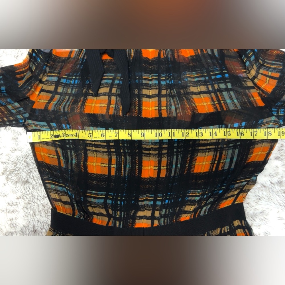 Prada Black Dress with Orange and Blue Plaid - Picture 7 of 7